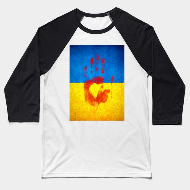 Ukraine - Bloody Hand Baseball T-Shirt by Voodoo Production